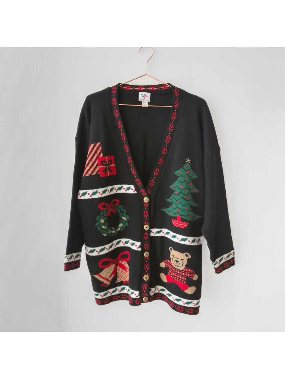 Vintage NutCracker Black Holiday Button-Front Cardigan Christmas Scenes Size‎ 1X